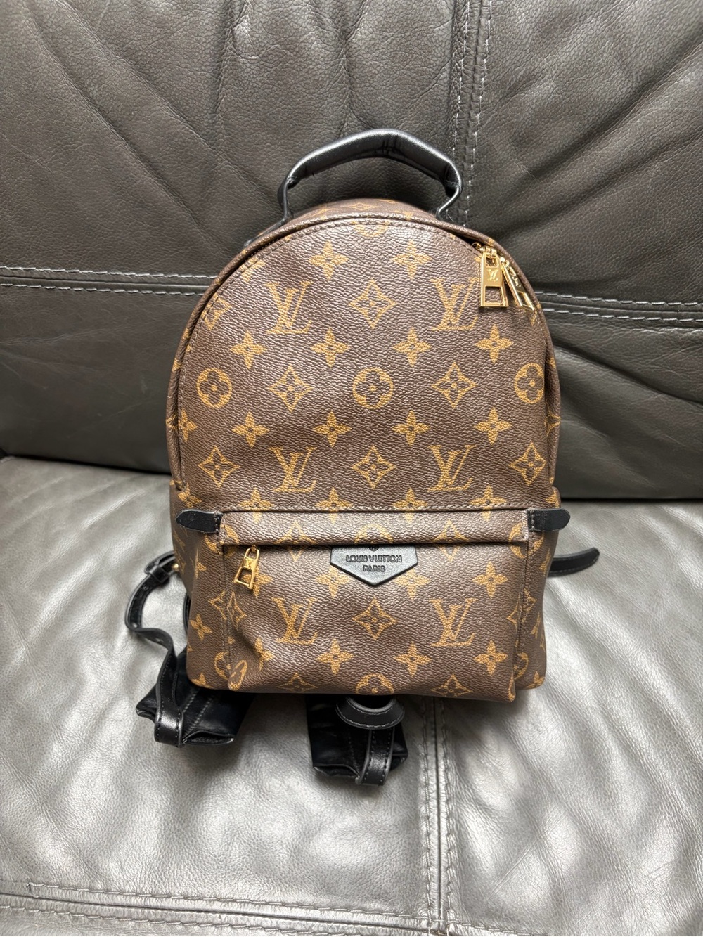 Louis Vuitton Monogram Canvas Backpack in Brown and Black with Gold Hardware